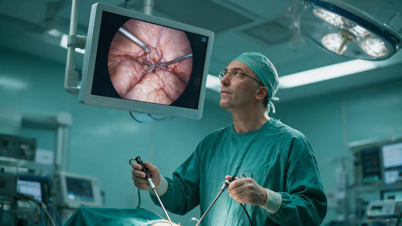 Cirurgia minimamente invasiva por videolaparoscopia com monitor em alta definição